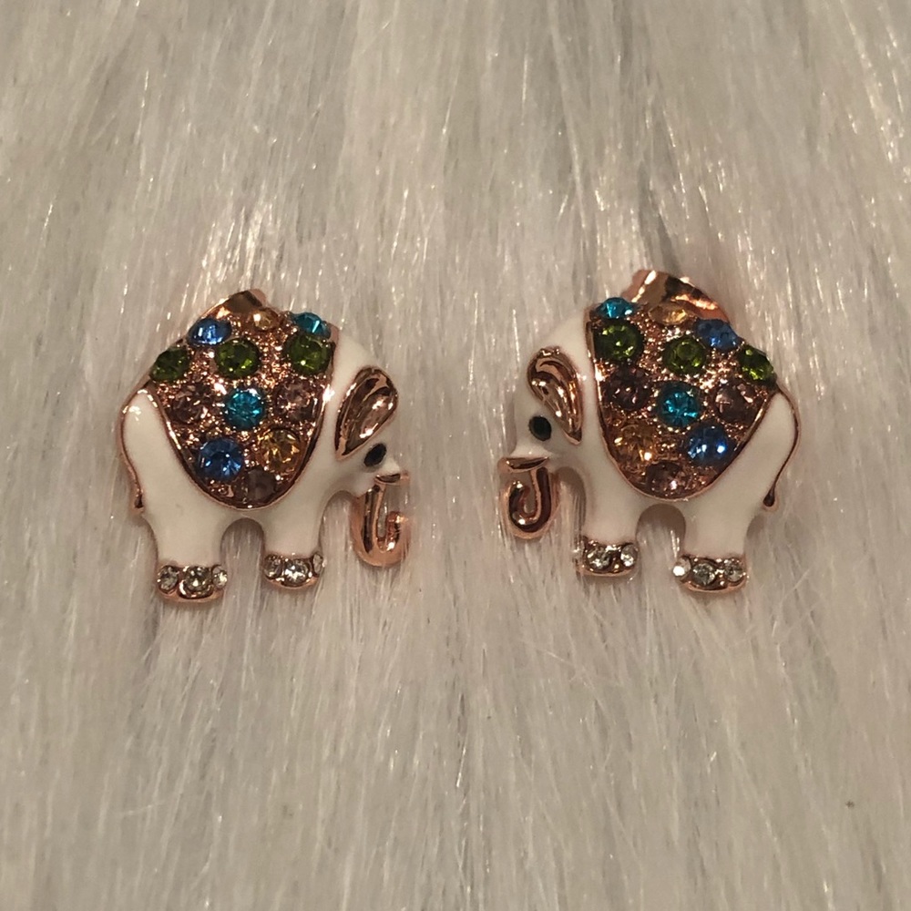 Rose Gold Elephant Earrings - Picture 3 of 5